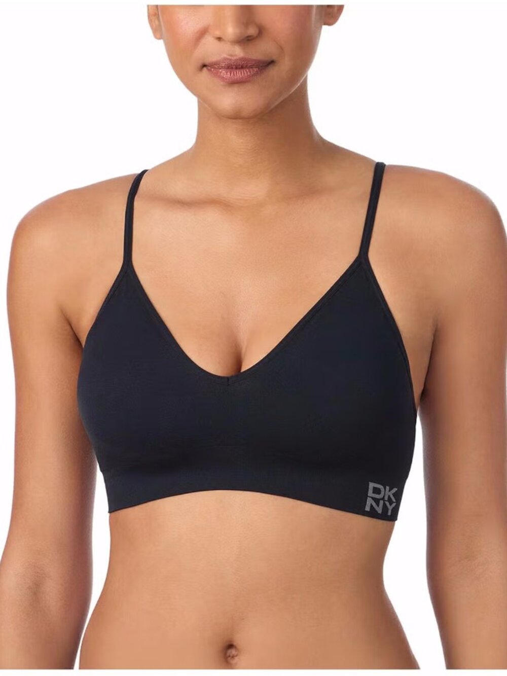 NWT New DKNY 2 Pack Seamless Bra Bralette Black & Ivory Size L